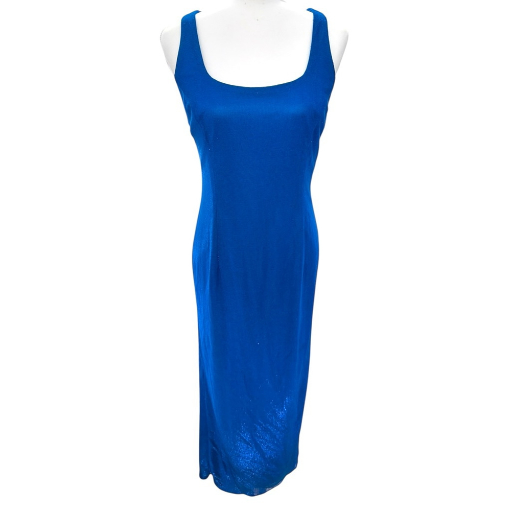 Jessica McClintock Gunne Sax Size 5/6 Royal Blue Cross-Back Formal Gown - Picture 2 of 8